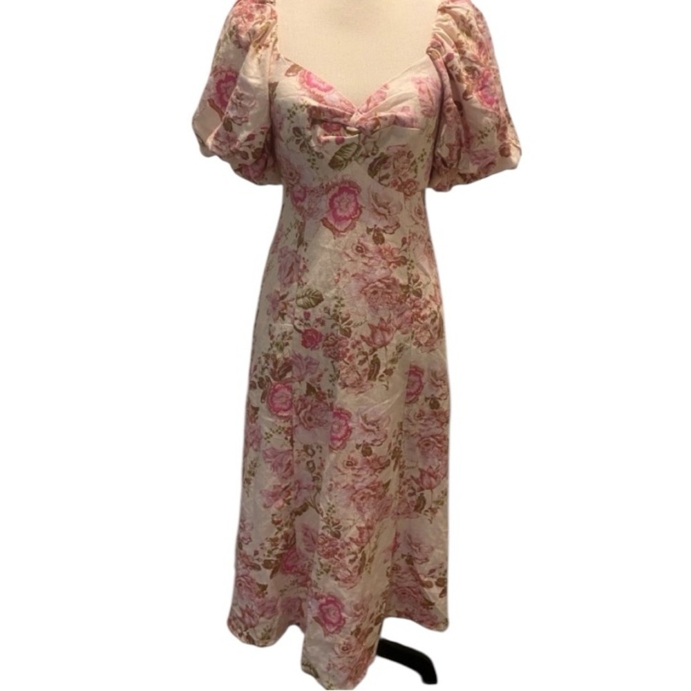 Women’s Floral Sweetheart Neck Puff Sleeve Long Feminine Avec Les Filles New 6